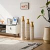 Floor Metal Vases Decorated White Metal Vases (Set of 3) Gorgeous Home Decoration Large Glazed Metal Vases - White - Image 11