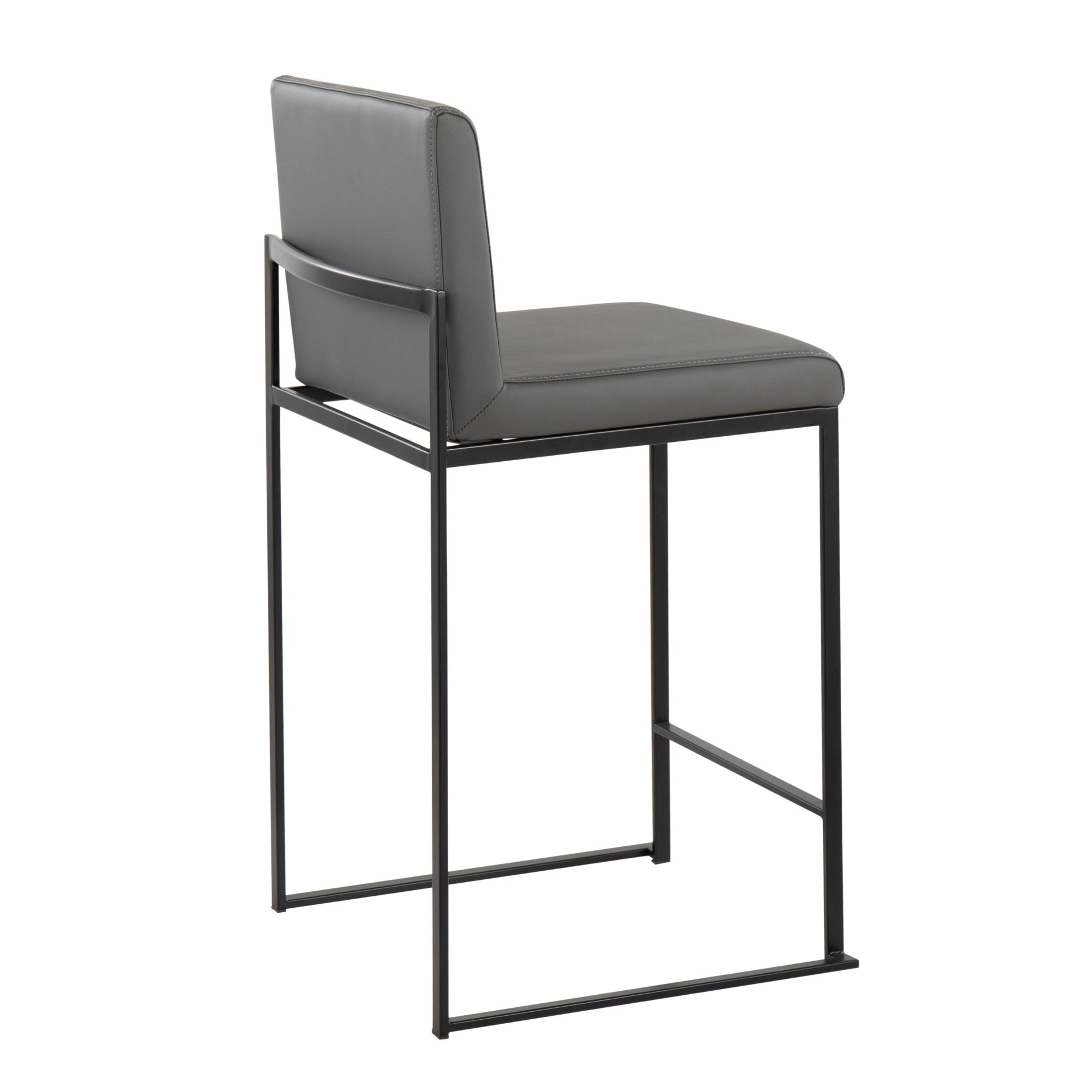 Fuji - Contemporary High Back Counter Stool (Set of 3) - Black / Gray - Image 4