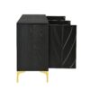 Modern Sideboard Buffet Cabinet With Handleless Press To Open Design, Carved Credenza Storage Cabinet With 4 Doors Construction - Black - Image 10