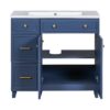 Bathroom Vanity, Transitional Style Bathroom Cabinet With Resin Sink, Single Bathroom Cabinet, With 2 Drawers And 1 Adjustable Storage Shelf, 2 Soft-Close Doors - Navy Blue - Image 14