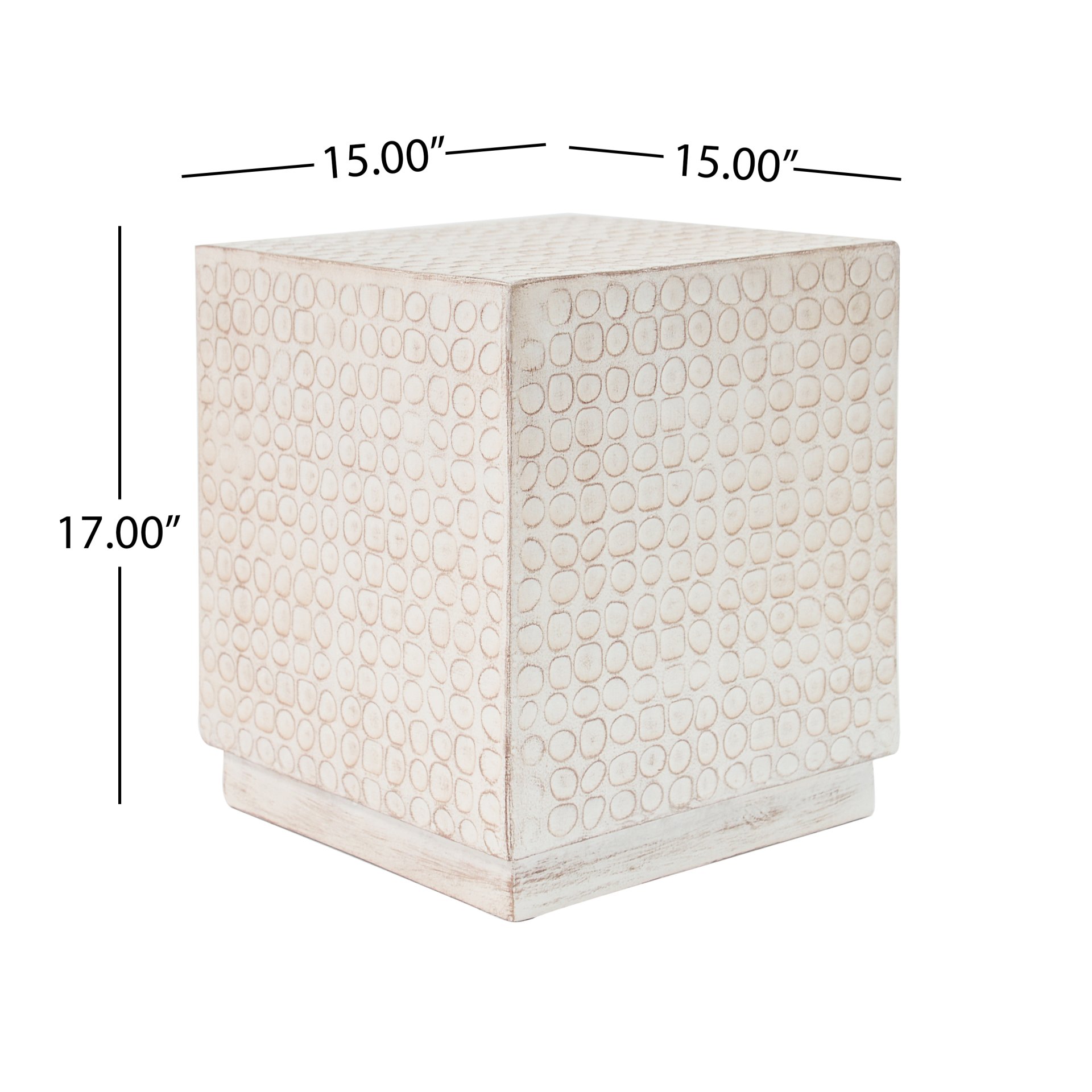 Chic Modern Mgo Cube Side Table With Fluted Design - Antique Brown - Image 3