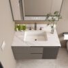 Bianco Carrara Venato Marble Vanity Top With Undermount Sink And Backsplash - White - Image 16
