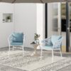 Maiden - Barrel Back Aluminum & Rope Outdoor Patio Dining Chair, Sunproof Olefin (Set of 2) - Sky Blue - Image 8
