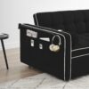 Modern Convertible Sleeper Sofa Couch With Pull Out Bed With Pillows & Side Pockets For Small Space, Living Room - Black - Image 8
