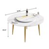 59.05" Modern Artificial Stone Round Golden Metal Dining Table, Can Accommodate 6 People Artificial Stone Turntable - White / Gold - Image 3