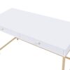 Ottey - High Gloss Gold Writing Desk - White - Image 5