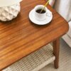 Mid - Century Square Side Table With Woven Shelf - Walnut - Image 6