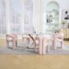 Contemporary Designed Velvet Upholstered Accent / Dining Chair With Armrests - Pink - Image 15