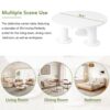 Round Petal Shaped Coffee Table Style Center Table With 3 Thick Legs Minimalist Irregular End Table With Sleek Round Edges For Living Room - White - Image 4