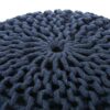 Bordeaux - Knitted Cotton Round Pouf Ottoman And Floor Cushion - Navy Blue - Image 6