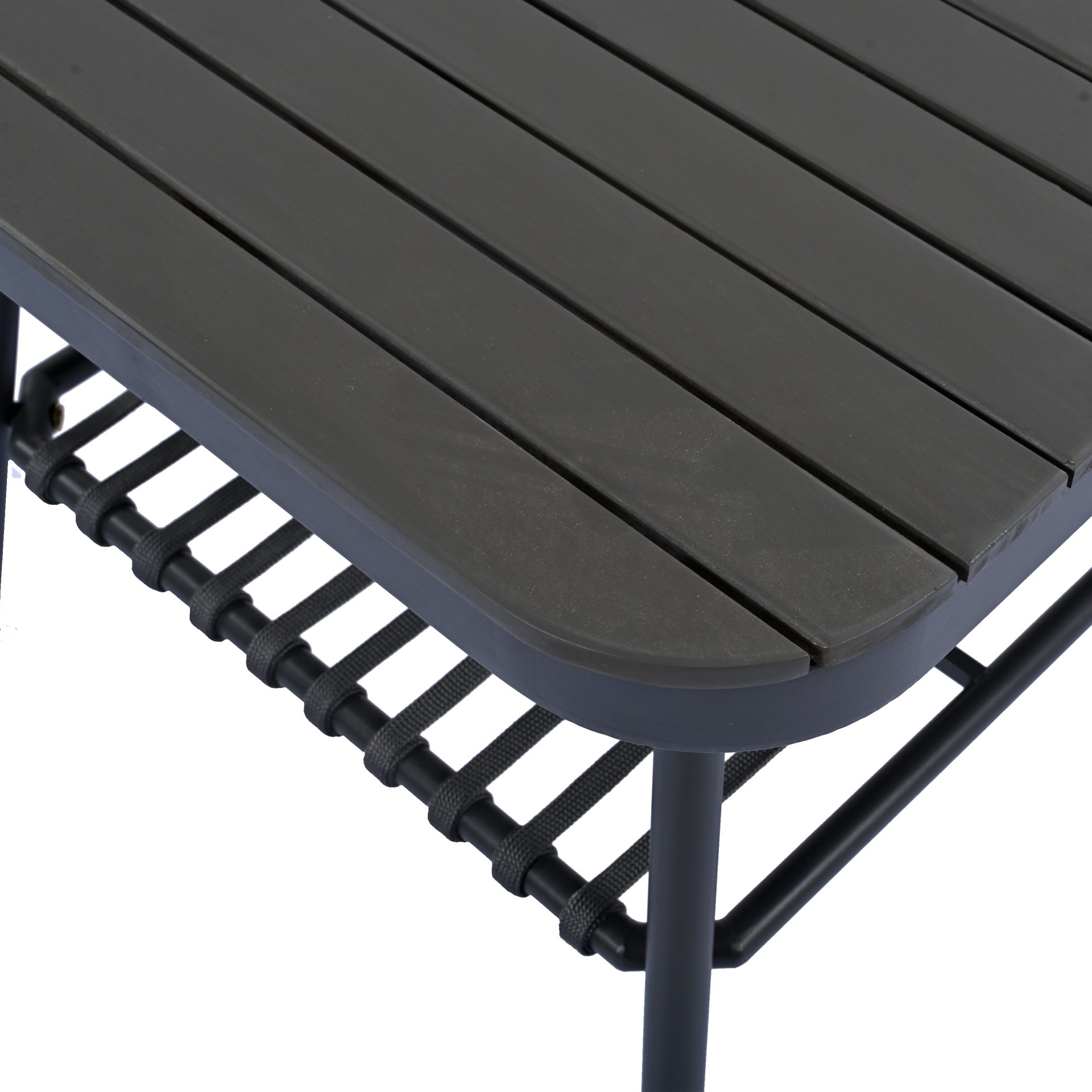 4 Piece Outdoor Patio Furniture Set, Metal Chairs With Woven Rope U Shaped Backrest, Outdoor Conversation Set With Thick Cushions And Coffee Table For Garden, Poolside, Balcony - Black / Gray - Image 25