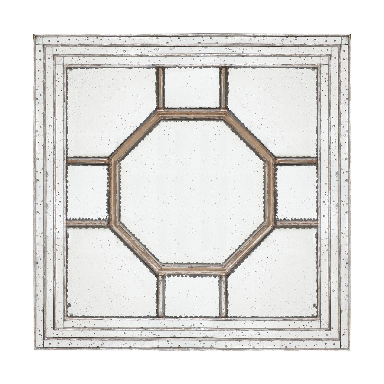 Antique Style Decorative Square Wall Mirror With Mirrored Frame, Wall Decor For Living Room Entryway, Console Lean Against Wall - Silver - Image 2