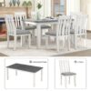 Retro Style 7 Piece Dining Table Set With Extendable Table And 6 Upholstered Chairs - Gray / White - Image 6