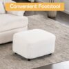 Swivel Chair With Ottoman, Modern Luxury Velvet Swivel Accent Chair, Comfy Round Armchair, Single Sofa Armchair With Lounge Seat For Bedroom / Office / Reading Spaces - Beige - Image 7