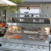 6 Burner 85, 000 Btu Deluxe Gas Outdoor Kitchen Island Grill With Wine Cooler Refrigerator, Rotisserie, Storage Cabinets & Drawers - Silver - Image 8