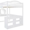 Full Loft Bed With U Shaped Desk, Storage Compartments And Tri Fold Mirror - White - Image 11