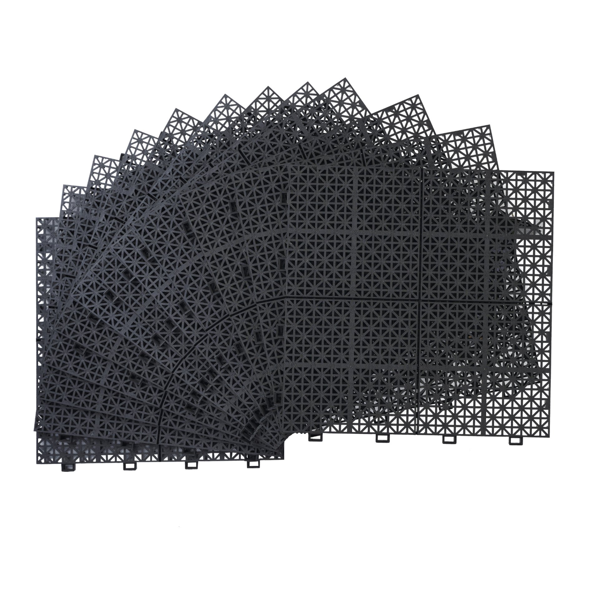 Interlocking Deck Tiles Plastic Waterproof Outdoor All Weather Anti-Slip Bathroom Shower Balcony Porch Strong Weight Capacity Upto 6613 Lbs, Rosette Pattern Pack Of 12 - Black - Image 21