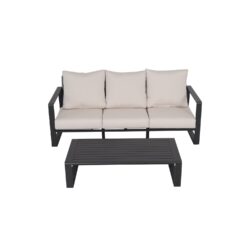 3 Seat Sofa With Rectangular Coffee Table, American Cloth Cushion Tino Tino - Milky White