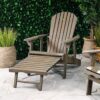 Malibu - Rustic Style Reclining Adirondack Chair With Footrest - Gray - Image 6
