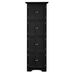 Tall Storage Cabinet With Doors And 4 Shelves For Living Room, Kitchen, Office, Bedroom, Bathroom, Modern - Black