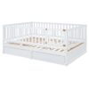 Full Size Daybed With Fence Guardrails And 2 Drawers, Convertible Floor Bed & Daybed - White - Image 14