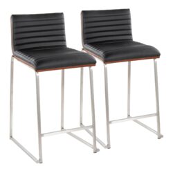 Mason Mara - Contemporary Fixed Height Counter Stool (Set of 2) - Walnut / Black