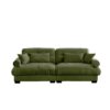 Modern Velvet Large 2 Seater Sofa & Bolstered Armrests And Pillows - Olive Green - Image 7