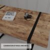 Modern Rural Industrial Dining Table, 55" Rectangular Wood With Metal Legs, Seats 4 - 6 - Wood - Image 7