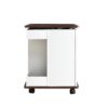 Adjustable End Table With Wheels, Modern Multifunctional Sofa Side Table With Lift Top, 360°Rotating Top And Storage Space For Living Room, Small Space - Brown / White - Image 12