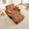 Ergonomic Single Seater Sofa With Ottoman, High Resilience Support Cushions, Easy Assembly Modern Lounge Chair - Burnt Orange - Image 3