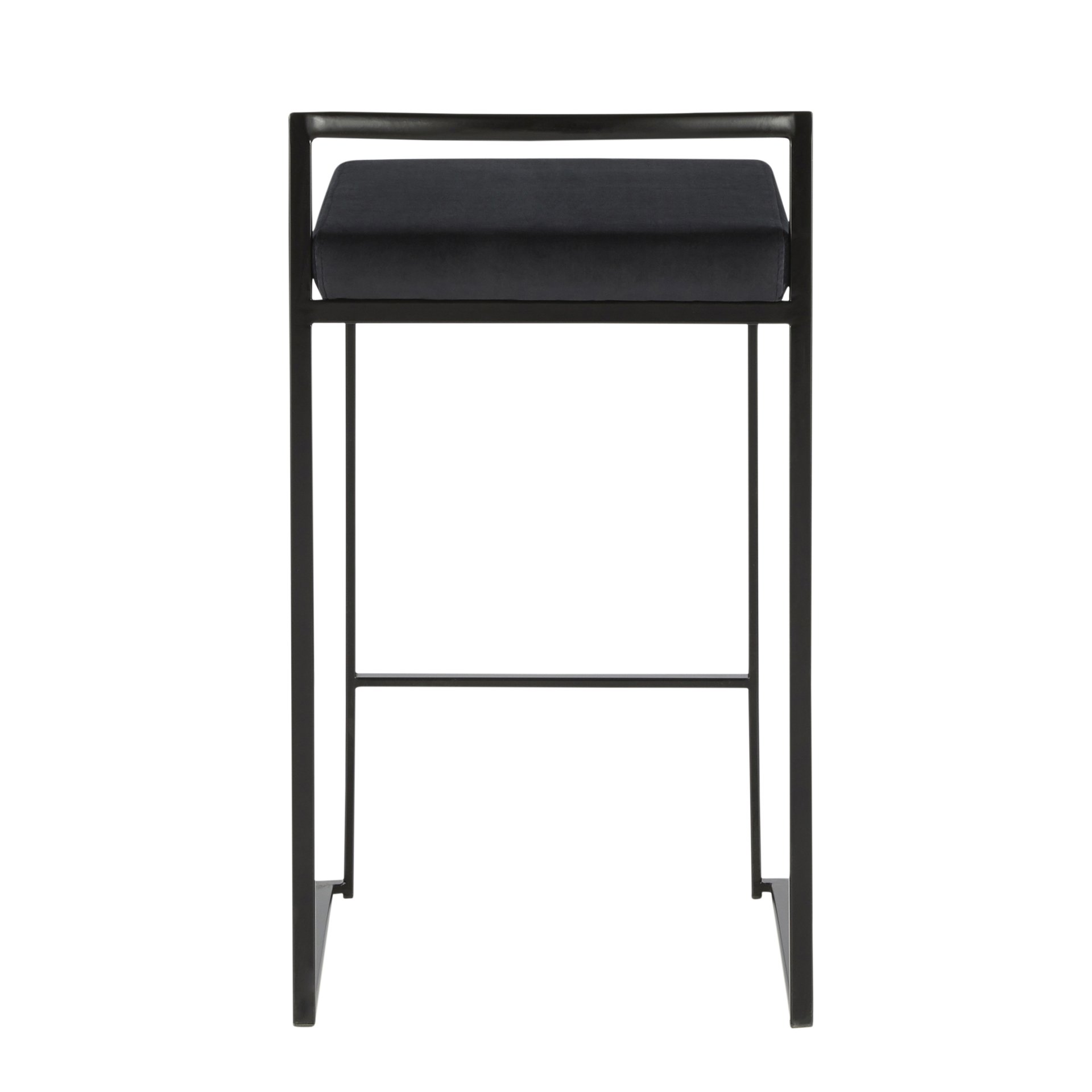 Fuji - Contemporary Stackable Counter Stool (Set of 3) - Black - Velvet - Image 5