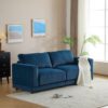 Modern Square Arm Sofa With Soft Velvet Upholstery, Deep Cushions, Sturdy Legs - Navy Blue - Image 2