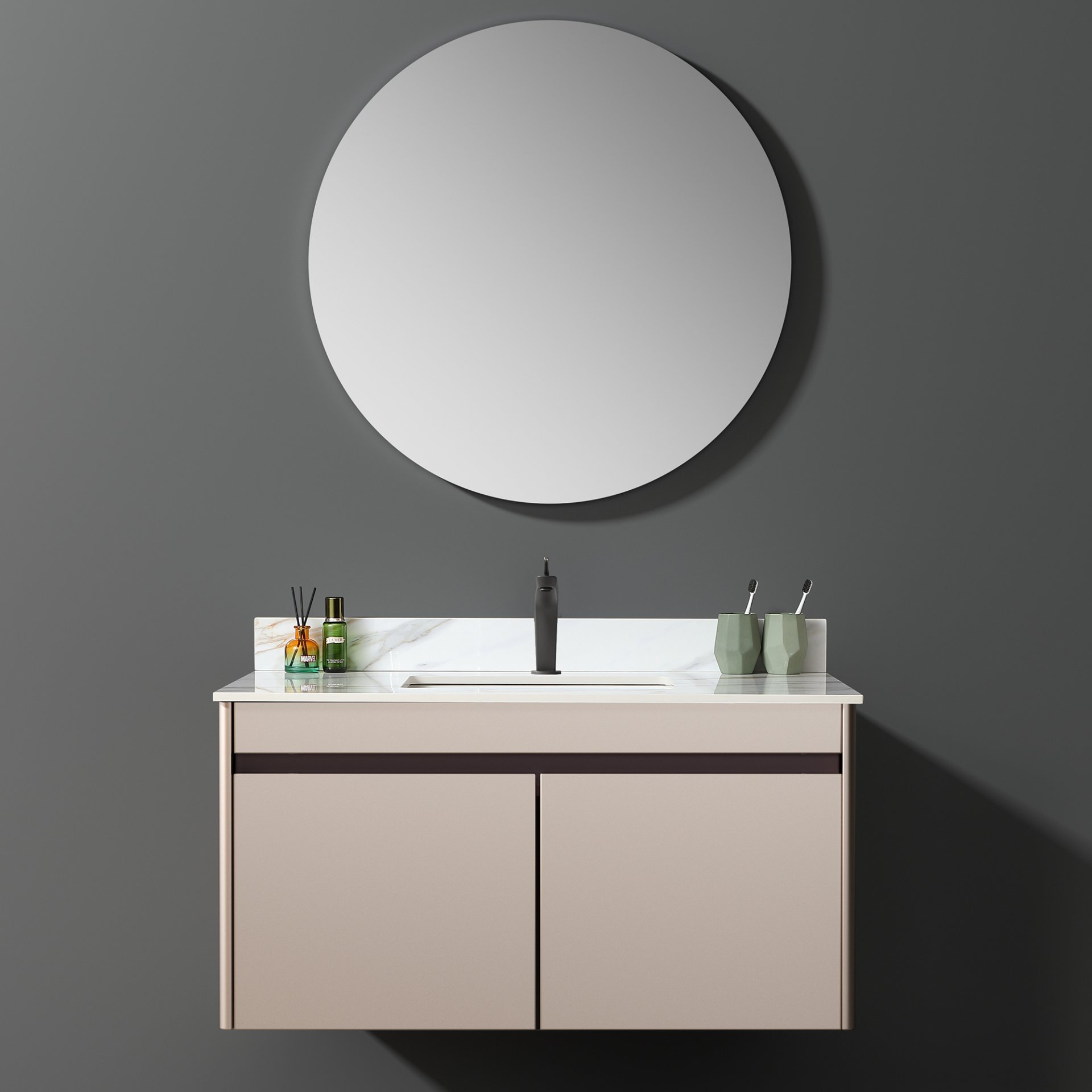 Vanity Top With Undermount Sink And Backsplash, Sintered Stone - Carrara White Marble - Image 15