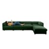 Modular Sectional Sofa With Storage Cylindrical Backrest And Armrests Deep Comfortable Seating Chenille 4 Seat L Shaped Sofa - Green - Image 17