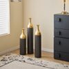 Elegant Floor Vase Set Metal Decorative Vases 3 Piece Set For Floral Display, Wedding & Gift Decor - Gold / Black - Image 10