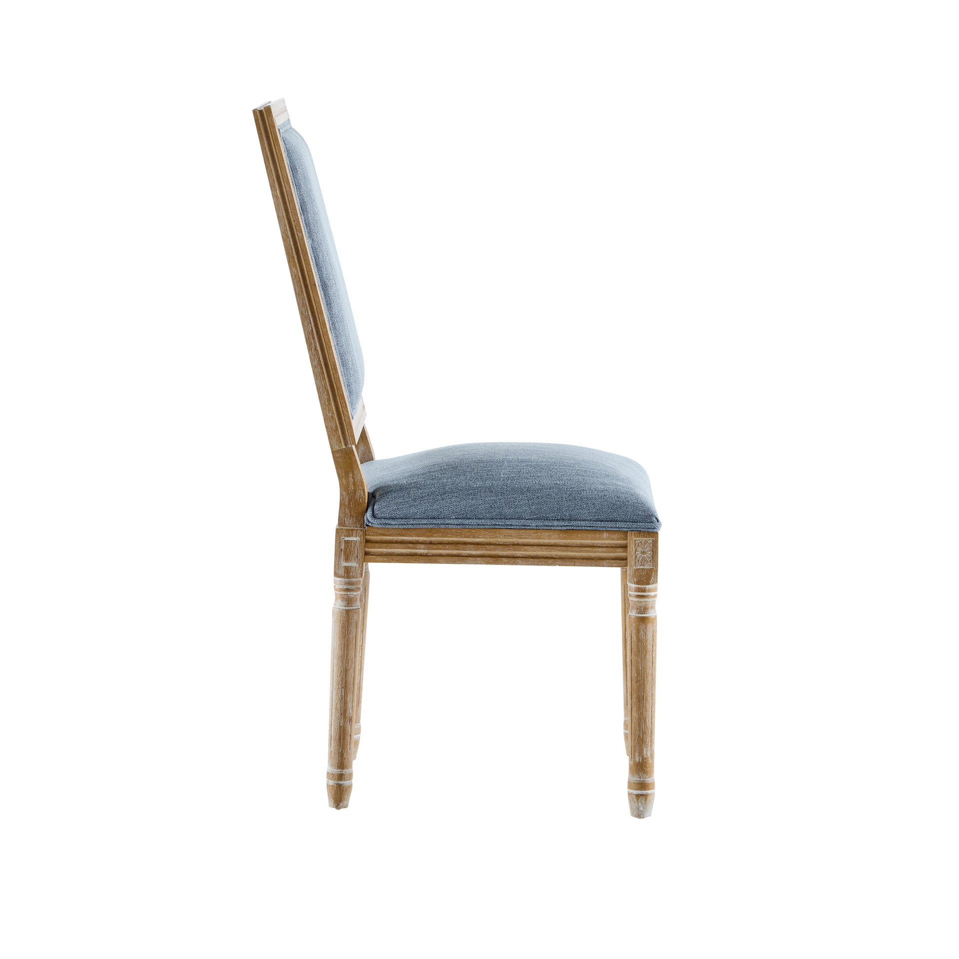 Vintage Inspired French Country Dining Chairs (Set of 4) With Cane Backrest & Upholstered Seats - Slate Blue - Image 6