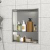 21" X 17" Stainless Steel Shower Niche Double Shelf - Brushed Nickel - Image 5