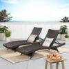 Salem - Wicker Chaise Lounge Adjustable Rattan Outdoor Chair Set - Brown Multi - Image 2