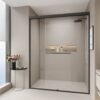 Double Sliding Shower Door, Semi Frameless Bypass Bathroom Sliding Door With 1 / 4" (6Mm) Tempered Glass For Walk In Shower - Matte Black - Image 4