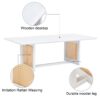 Chinese Style Solid Wood And Imitation Rattan Coffee Table, Rectangular Low Table For Small Living Rooms - White - Image 9