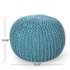 Moro - Contemporary Pouf With Knit Weave Design - Aqua - Image 3