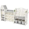 Kids Bookshelf Toy Storage Organizer With 17 Bins And 5 Bookshelves, Multi-Functional Nursery Organizer Kids Furniture Set Toy Storage Cabinet Unit With HDPE SheLF And Bins - Gray - Image 16