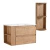 Modern Wall Mounted Bathroom Vanity With Sink And Storage Rack 2 Soft Close Drawers Plywood 30" - Imitative Oak - Image 13