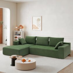 Modular Sectional Living Room Sofa Set, Modern Minimalist Style Couch, Upholstered Sleeper Sofa Salon, 2 Piece Free Combination, L-Shape - Green