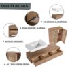 Modern Wall Mounted Bathroom Vanity With Resin Sink And 2 Side Cabinet, Imitative , Construction - Imitative Oak - Image 6