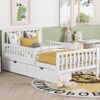 Twin Size Platform Bed With Guardrails On Both Sides And 2 Storage Drawers - White - Image 12