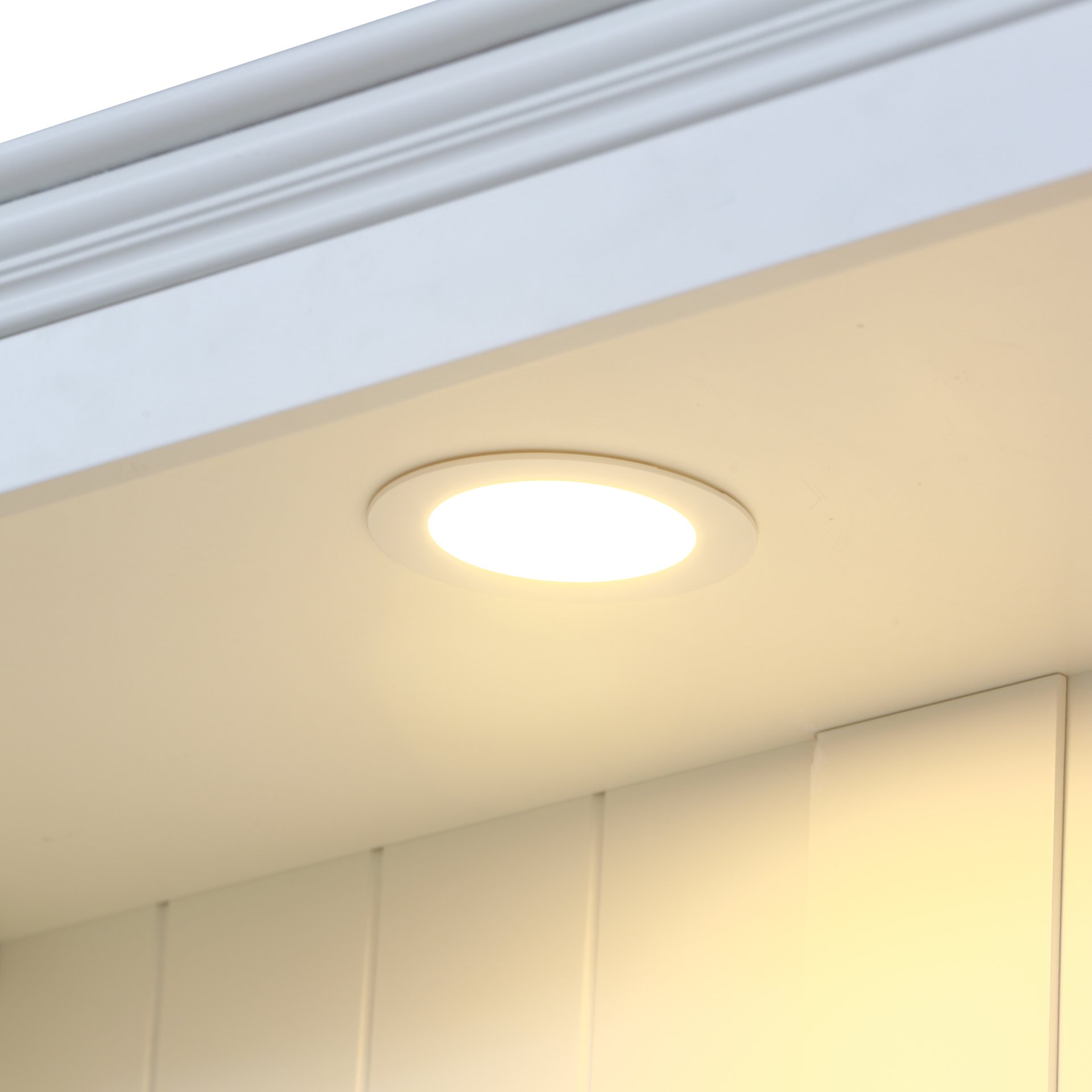 Retro Style Display Bookcase With Adjustable LED Ceiling Light And Tempered Glass Shelves - White - Image 11