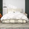 Anna - Queen Patented 2 Drawer Storage Bed, Upholstered Wingback - Ivory Velvet - Image 4