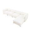 Modular Sectional Sofa With Storage, Cylindrical Support Chenille 4 Seat L Shaped Design - White - Image 8