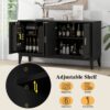 4 Door Sideboard Storage Cabinet With Door Shelf For Living Room And Dining Room, 2 Large Cabinets With Adjustable Shelf - Black - Image 8
